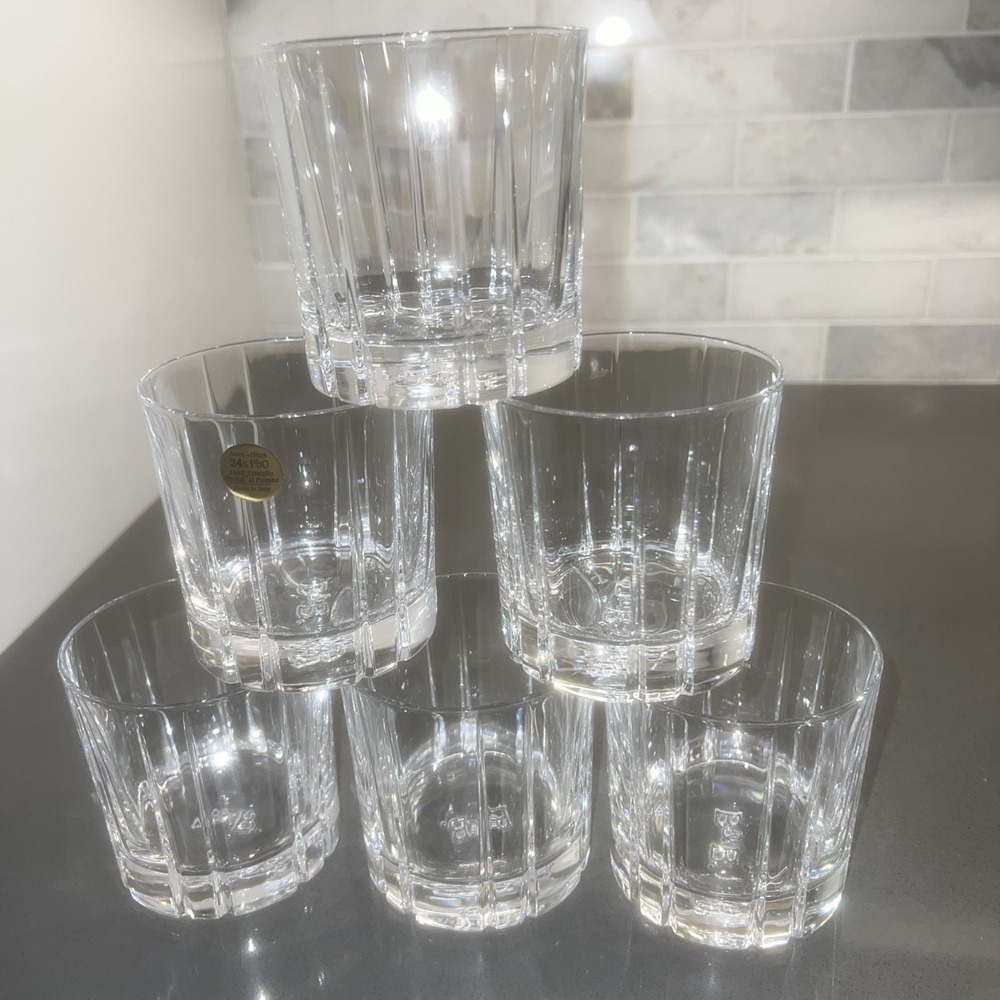 6-Capri Crystal Cristallo Al Piombo 24% Italia 10 oz Whiskey Glasses. EUC